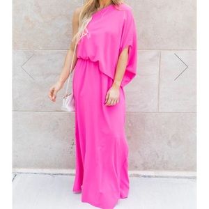 PINK LILY ONE SHOULDER MAXI DRESS - Size Medium